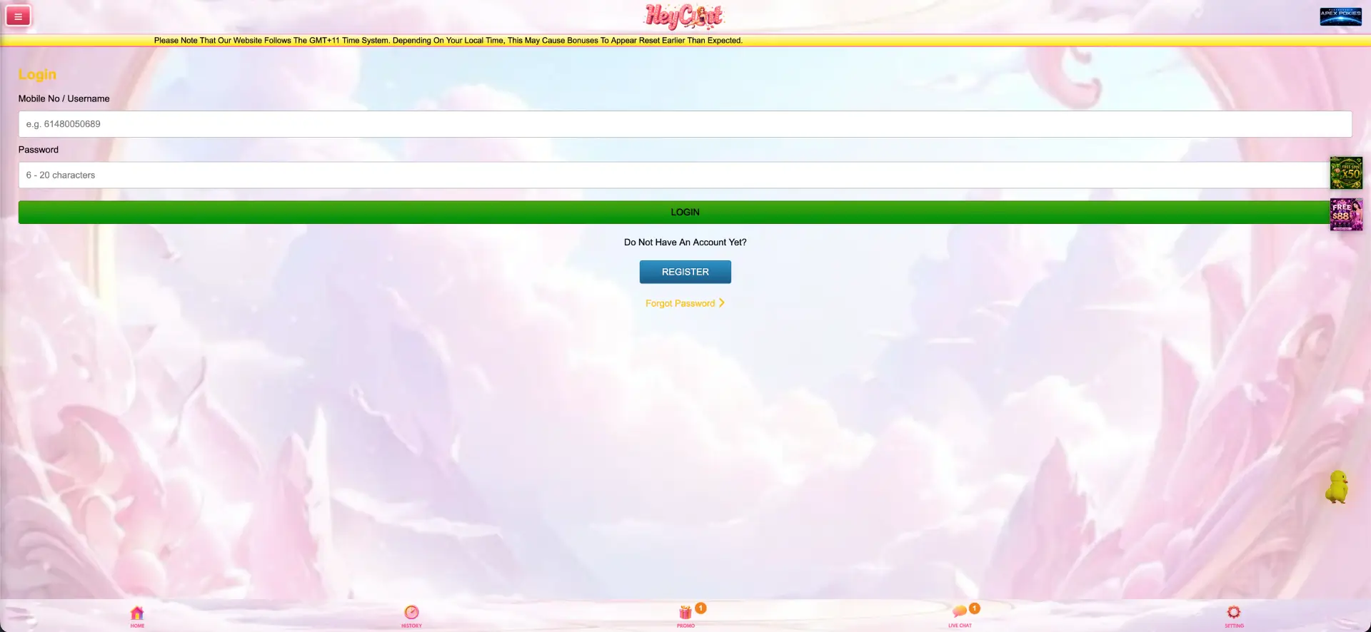 HeyCunt Casino Login